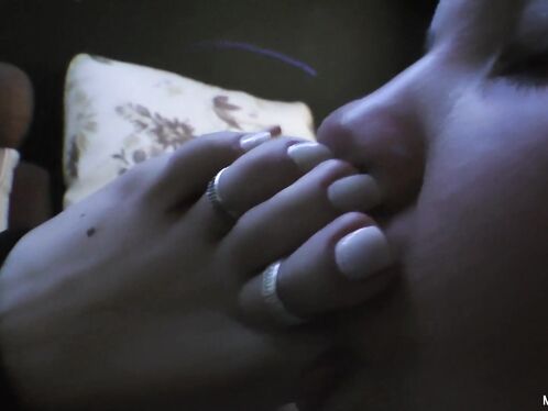 Foot massage for dormant beautiful girl