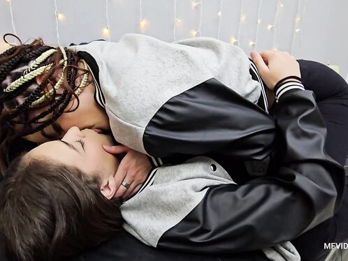 Sultry Young Lesbian Kiss