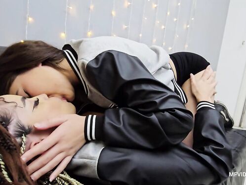 Sultry Young Lesbian Kiss