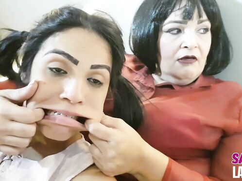 Old Hands Squeezing Face