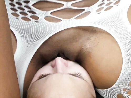 Receiving a Huge Brunette Ass in Her Face